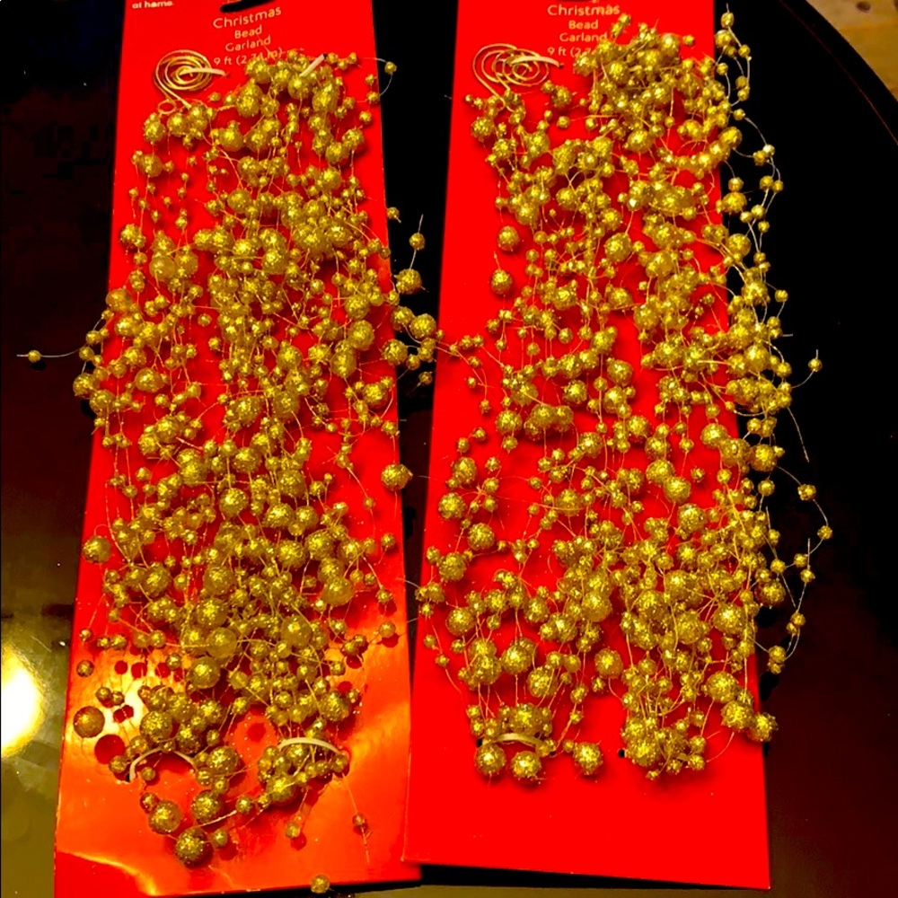 Gold Christmas Bead Garland 2 pks. per order